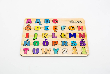 Alfabet Drewniana Układanka Literowa Łamigłówka Wyrazy Elementy Kształty Puz-11229