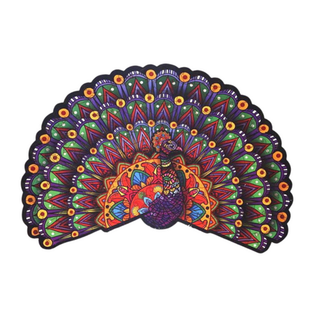 PUZZLE DREWNIANE UKŁADANKA LUKSUSOWY PAW ZESTAW PUZZLI A4 OZDOBA KOLOROWA PuA4-01735