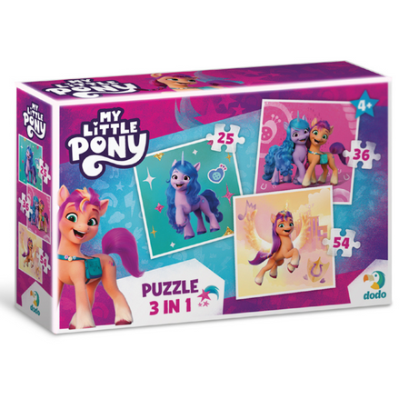 PUZZLE 3w1 MY LITTLE PONY NIEZWYKŁY ZESTAW UKŁADANEK DLA NAJMŁODSZYCH