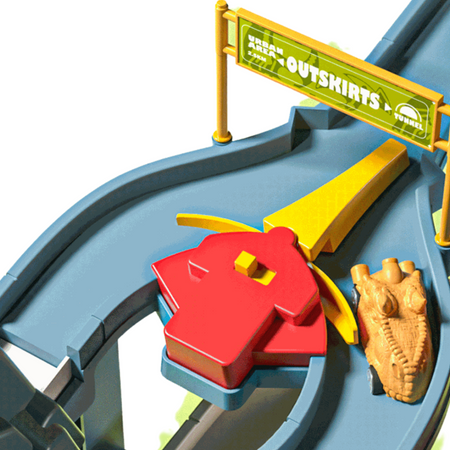 Zestaw Duży Tor Wyścigowy Parking Dinozaury Minisamochody Światło Dźwięk