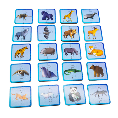 Drewniana Łamigłówka Dzikie Zwierzęta Łączenie Połówek Zestaw Puzzle Puz-44657