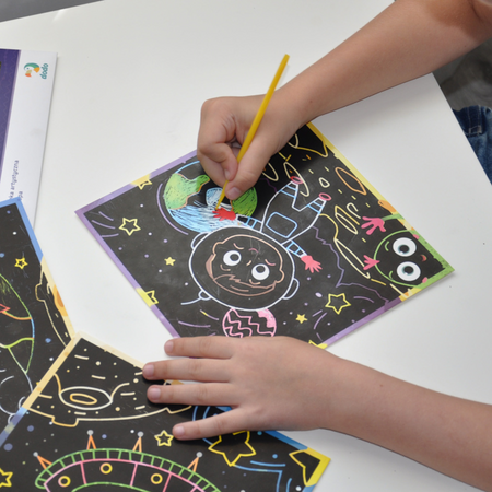 Zdrapka Artystyczna "Kosmos" Wydrapywanka Metoda Scratch Dla Dzieci Obrazki 300217