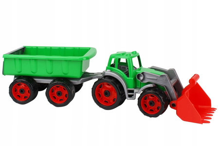 DUZY TRAKTOR CIĄGNIK Z PRZYCZEPĄ KOPARKA MEGA 64cm 6221