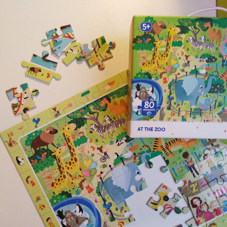 Puzzle Obserwacyjne "W Zoo" 80 Elementów Układanka Zwierzęta Zestaw 300259
