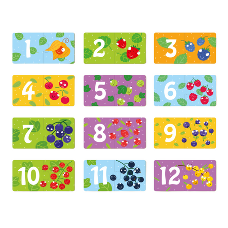 Puzzle Duo Połówki "Owoce" Nauka Liczenia Cyferki 12 Układanek Zestaw 0116
