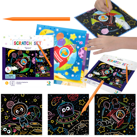 Zdrapka Artystyczna "Kosmos" Wydrapywanka Metoda Scratch Dla Dzieci Obrazki 300217