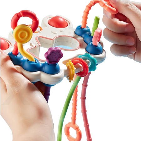 Zabawka Sensoryczna Gryzak Montessori Edukacyjna Grzechotka dla Dzieci 6w1