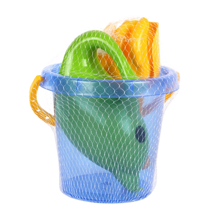 ZESTAW DO ZABAWY W PIASKU NA PLAŻE WIADERKO KONEWKA DELFIN ŁOPATKA GRABKI 7228