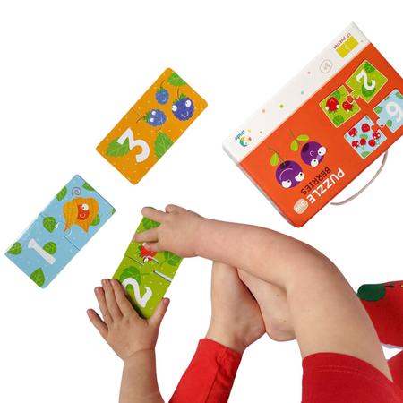Puzzle Duo Połówki "Owoce" Nauka Liczenia Cyferki 12 Układanek Zestaw 0116