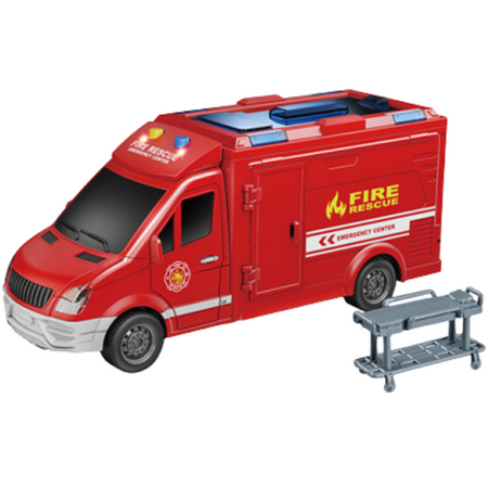 Straż Pożarna Ambulans Wóz Strażacki Otwierane Drzwi Światła I Dźwięki 1:16