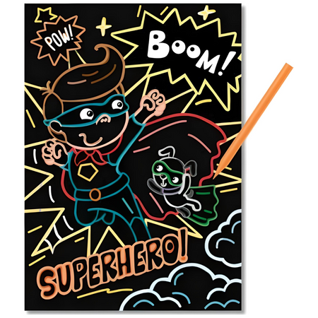 ZDRAPKA ARTYSTYCZNA ”SUPERBOHATEROWIE” MALOWANIE METODĄ SCRATCH DLA DZIECI