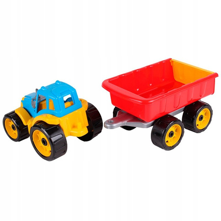 DUZY TRAKTOR CIĄGNIK Z PRZYCZEPĄ PAKA MASZYNA 54cm 3442