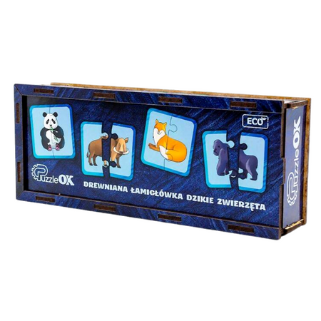Drewniana Łamigłówka Dzikie Zwierzęta Łączenie Połówek Zestaw Puzzle Puz-44657