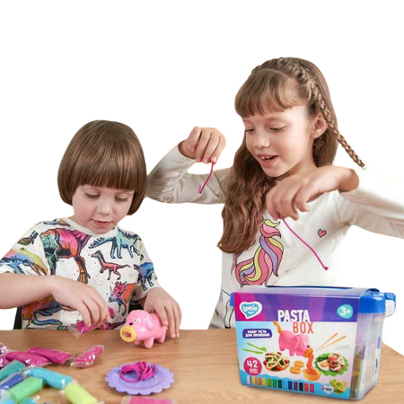 Bogaty Zestaw Kolorowej Ciastoliny Makaron Akcesoria Foremki Kuchnia Piesek 41138