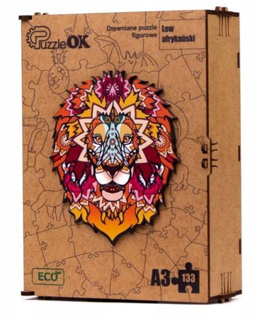 PUZZLE DREWNIANE UKŁADANKA LEW KOT AFRYKAŃSKI  PuA3-00720
