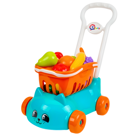 Wózek Sklepowy Z Koszykiem Zestaw Owoców i Warzyw Zabawa W Zakupy 6924