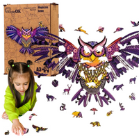 PUZZLE DREWNIANE UKŁADANKA SOWA MAGICZNA KOLOROWA  PuA3-00723
