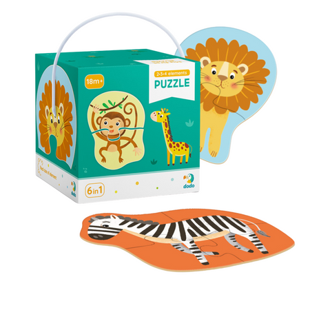 Puzzle 2-3-4 Elementy Dzikie Zwierzęta Układanka Edukacyjna Zestaw 300153
