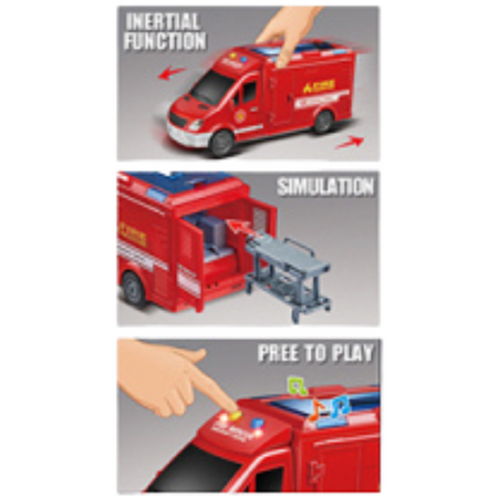 Straż Pożarna Ambulans Wóz Strażacki Otwierane Drzwi Światła I Dźwięki 1:16