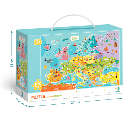 Puzzle "Mapa Europy" 100 Elementów Układanka Kolorowa Dla Małych Odkrywców 300124