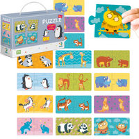 Puzzle Duo Połówki "Mamy I Dzieci" 12 Układanek Zwierzątka Zestaw 300150