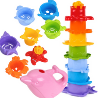 Zestaw Kolorowych Klocków Konewka Delfin Foremki Zwierzęta Morskie Wieża 7396