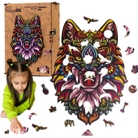 PUZZLE DREWNIANE UKŁADANKA TAJEMNICZY WILK KOLOROW  PuA3-00725