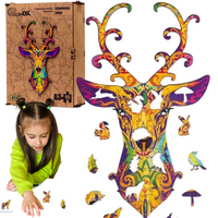 PUZZLE DREWNIANE UKŁADANKA JELEŃ DZIKIE ZWIERZĘ  PuA3-00730