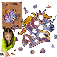 PUZZLE DREWNIANE UKŁADANKA JEDNOROŻEC KUCYK KOLORO  PuA4-00707