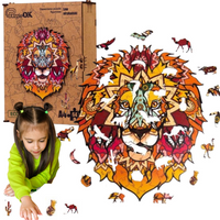 PUZZLE DREWNIANE UKŁADANKA LEW KOT AFRYKAŃSKI  PuA4-00706