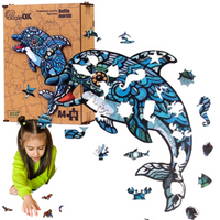 PUZZLE DREWNIANE UKŁADANKA DELFIN MORSKI RYBA RYBK  PuA4-00702