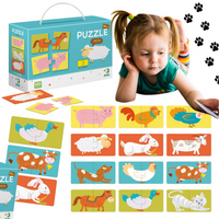 Puzzle Duo Polówki "Zwierzęta" 12 Układanek Dopasowywanie Elementów Zestaw 300115