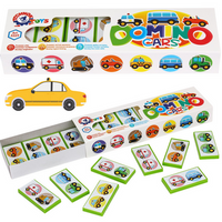 Domino Gra Planszowa Zręcznościowa Układanka Pojazdy Kolorowy Zestaw Auta 3329