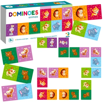 Domino "Zwierzęta" Gra Planszowa Dla Najmłodszych Wzory Kolory Zestaw 300248