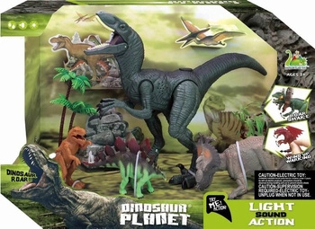 Zestaw Figurek Dinozaurów Dinozaury Drzewka Światło Dźwięk Dla Dzieci