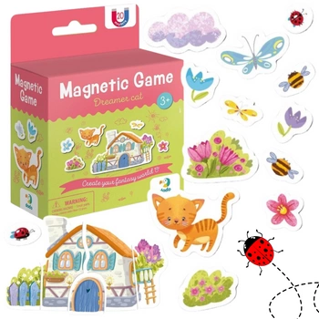 GRA MAGNETYCZNA "KOTEK MARZYCIEL" 20 ELEMENTÓW KOLOROWYCH MAGNESÓW ZESTAW 200236 