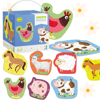 Puzzle 2-3-4 Elementy "Domowe Zwierzęta" Układanka Zestaw Zwierzęta Farma 300152