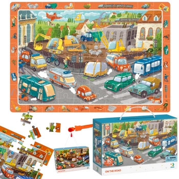 Puzzle Obserwacyjne "Na Drodze" 80 Elementów Układanka Środki Transportu 300370