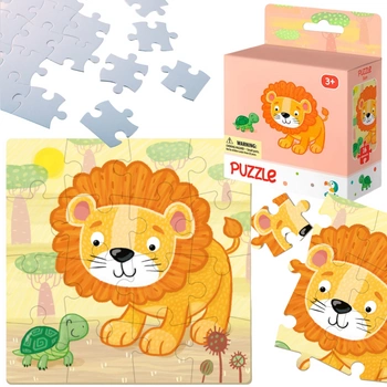 Puzzle "Lew" 16 Elementów Układanka Edukacyjna Dla Dzieci Zestaw Zwierzatka 300165