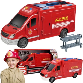 Straż Pożarna Ambulans Wóz Strażacki Otwierane Drzwi Światła I Dźwięki 1:16
